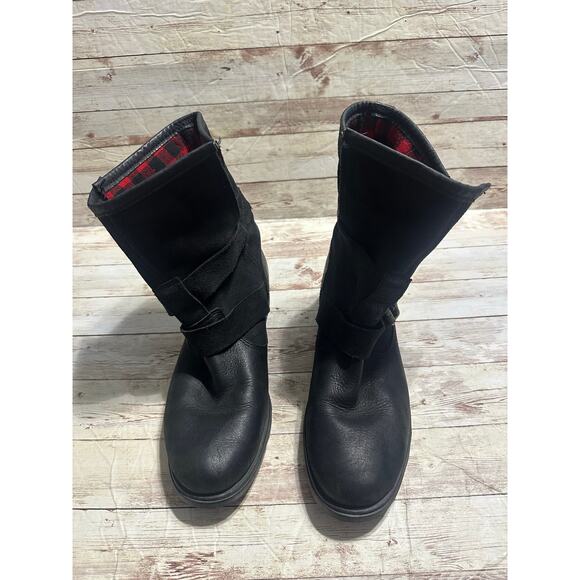 Sorel Major Moto Black Red Plaid Boots Women's Size 8 Buffalo Check Leather - Picture 6 of 10